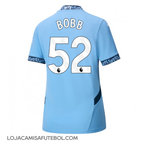 Camisa de Futebol Manchester City Oscar Bobb #52 Equipamento Principal Mulheres 2024-25 Manga Curta